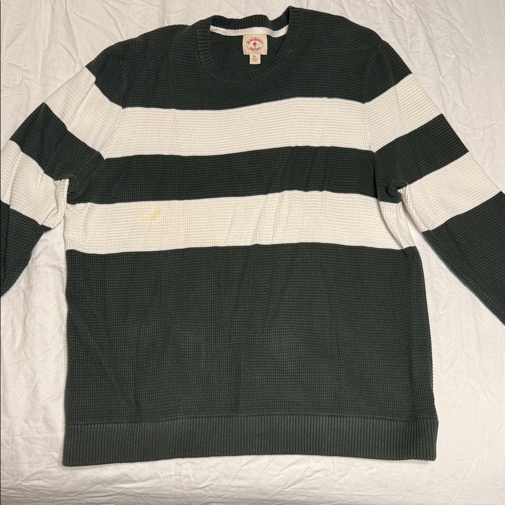 Brooks Brothers Dark Green and White Crewneck Sweater
